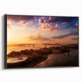 Black and white framed canvas of Memphis landscape, ideal for bedroom wall art in vintage poster style.