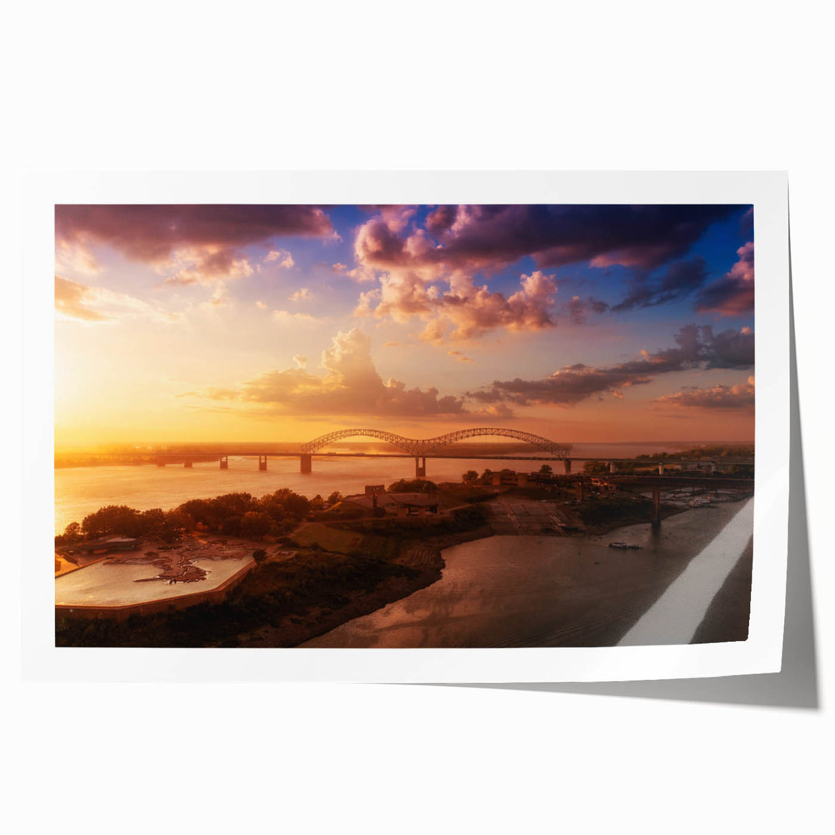 Extra large rolled print of Memphis, Tennessee scenery with vibrant floral elements, ideal for dining room wall art.