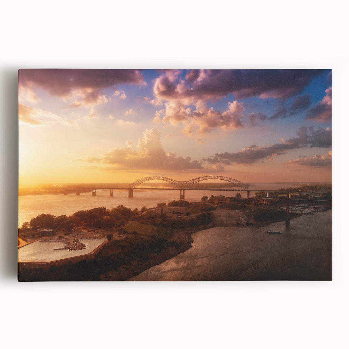 Black and white stretched canvas of Memphis, Tennessee skyline, ideal for kitchen wall art.