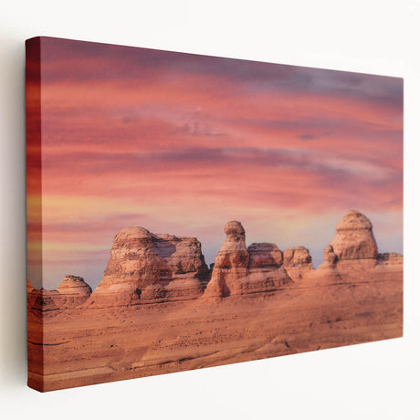 Arches National Park landscape on large stretched canvas, featuring warm earth tones, ideal for kitchen wall art.