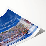 Extra large rolled print featuring line art flowers in soft pastel shades, ideal for large living room wall art.