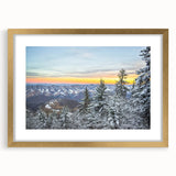 Extra large abstract art print depicting colorful, textured scenery of Virginia on a gold-framed canvas.