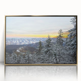 Mid-century modernist Virginia scenery on a large acrylic print with gold frame, suitable for modern art wall decor.