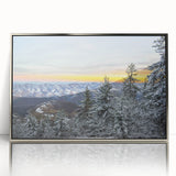 Mid-century modernist art depicting Virginia scenery in silver framed acrylic, suitable for nursery wall decor.