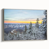 Framed canvas featuring a vintage-style landscape painting of Virginia with muted black and colorful hues.