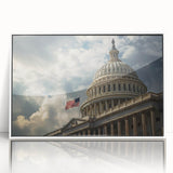 Modern art wall decor featuring the Washington DC Capitol in muted grays, framed acrylic, ideal for a nursery.