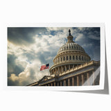 Washington DC Capitol depicted in soft pastel shades on a large rolled print, suitable for dining room wall art.