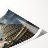 Extra large wall art featuring a line art design of flowers with the Washington DC Capitol in muted earth tones on rolled…