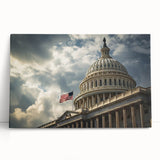 Black and white stretched canvas of the Washington DC Capitol, ideal for kitchen wall art or bedroom decor.
