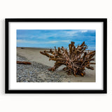 Extra large abstract art print featuring textured, colorful scenery of Olympic National Park on a framed black mat.