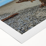 Art deco poster of Olympic National Park in muted green and blue tones on rolled canvas, suitable for dining room wall art.