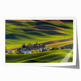 Rolled print of Palouse, Washington scenery with soft green tones, ideal for art wall dining room.