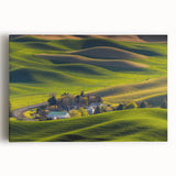 Black and white photograph of Palouse fields on stretched canvas, suitable as large kitchen wall art.
