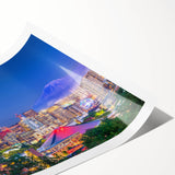 Extra large wall art featuring line art flowers in muted tones, printed on rolled canvas.