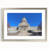 Textured abstract art print of West Virginia scenery in muted earth tones, framed in silver, ideal for bedroom art.