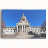 Black and white stretched canvas of West Virginia scenery, ideal for kitchen wall art.