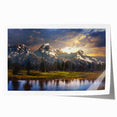 Rolled print of the Grand Tetons in muted earth tones, ideal for art wall dining room.