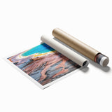 Yellowstone landscape with vibrant green and blue hues on a rolled print, ideal for classy bathroom wall decor.