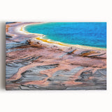 Black and white photo of Yellowstone scenery on large stretched canvas, suitable for kitchen wall art.