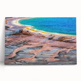 Black and white photo of Yellowstone Park on stretched canvas, ideal for kitchen wall art.