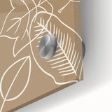 Large abstract wall art depicting fall themes in warm orange and red tones on acrylic glass, suitable for dining room art.