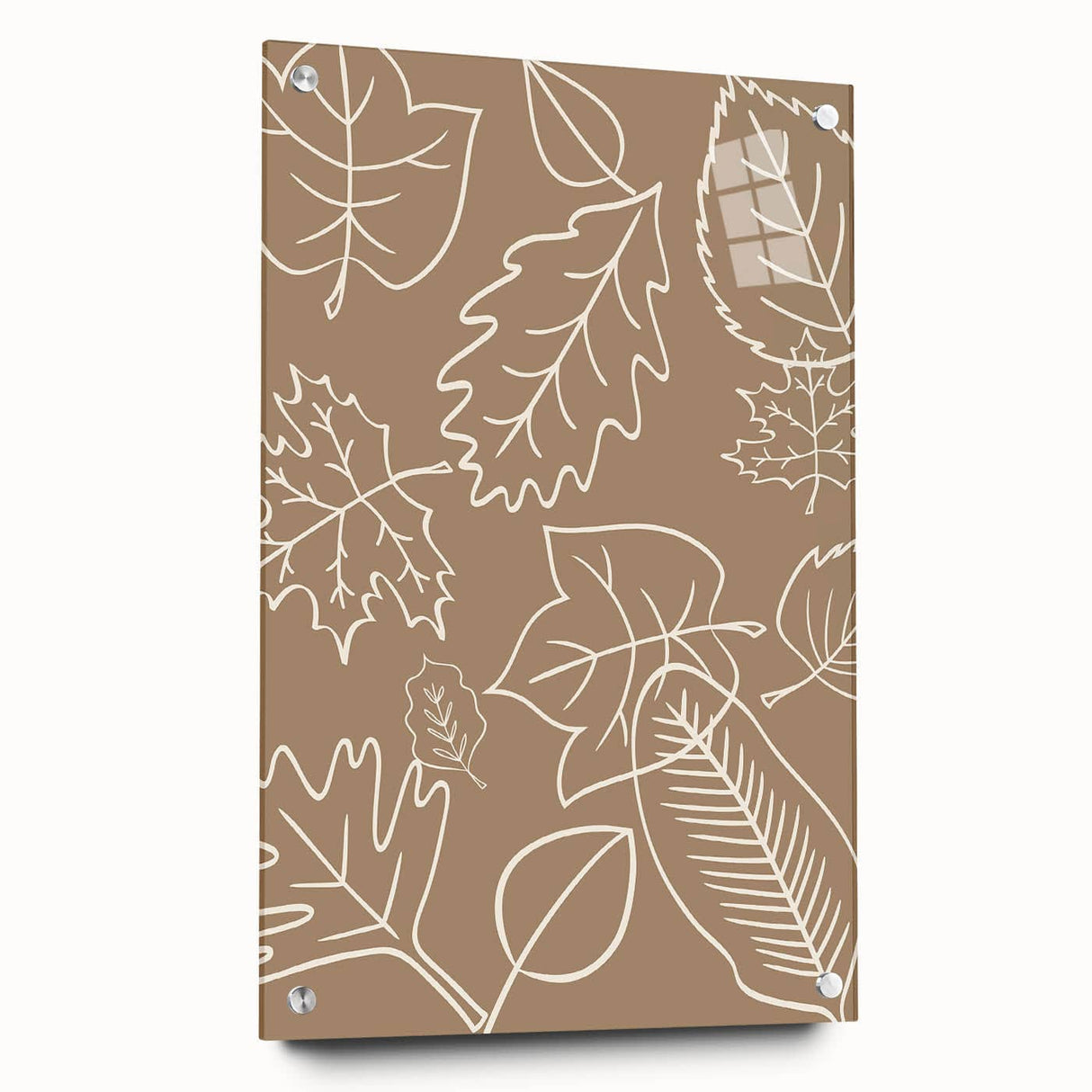 Large abstract wall art depicting fall seasons in vibrant orange and red tones on acrylic glass.
