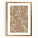 Abstract art print featuring textured autumnal hues in a gold frame, ideal for extra large wall art in a living room.