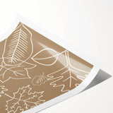 Extra large wall art featuring line art flowers in autumnal colors on rolled canvas, ideal for large living room decor.