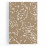 Large black and white abstract depiction of fall trees on stretched canvas, ideal for kitchen wall art.