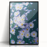 Large abstract wall art featuring mid-century modernist spring motifs in pastel colors on a black framed acrylic.