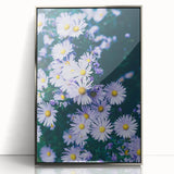Mid-century modernist art depicting spring season in pastel colors on a silver-framed acrylic, suitable for nursery wall art.