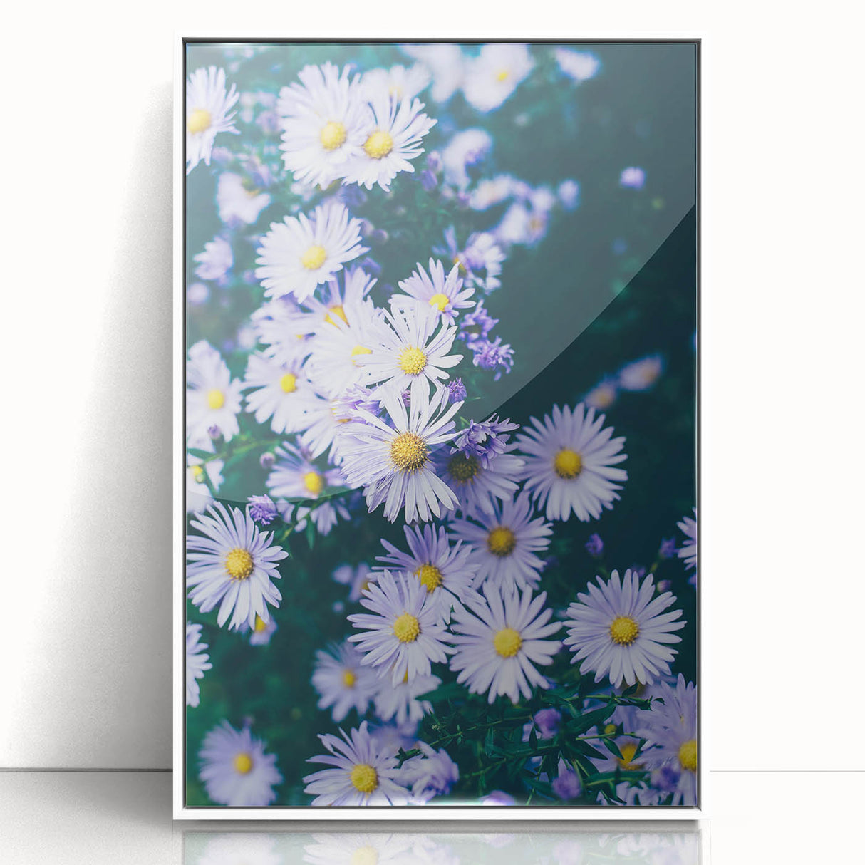 Art Deco style poster featuring a spring theme with pastel shades, framed in white acrylic, ideal for nursery wall decor.