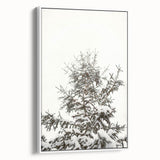 Vintage poster art of a winter scene on framed canvas, featuring a black and white color palette.