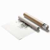 Winter-themed floral art on rolled print with muted blue and white tones, suitable for large bathroom or living room walls.