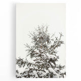 Winter tree silhouette in black and white on large stretched canvas, suitable as kitchen wall art.