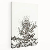 Winter-themed stretched canvas depicting a snowy landscape in muted blue and white tones, suitable for kitchen wall art.