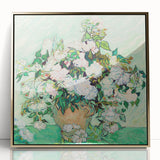 Acrylic print of Van Gogh-inspired artwork with vibrant gold and blue tones, framed in gold.