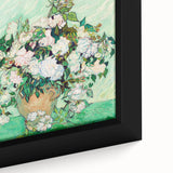 Close-up of a textured, extra large framed canvas depicting vibrant, colorful art in the style of Van Gogh.