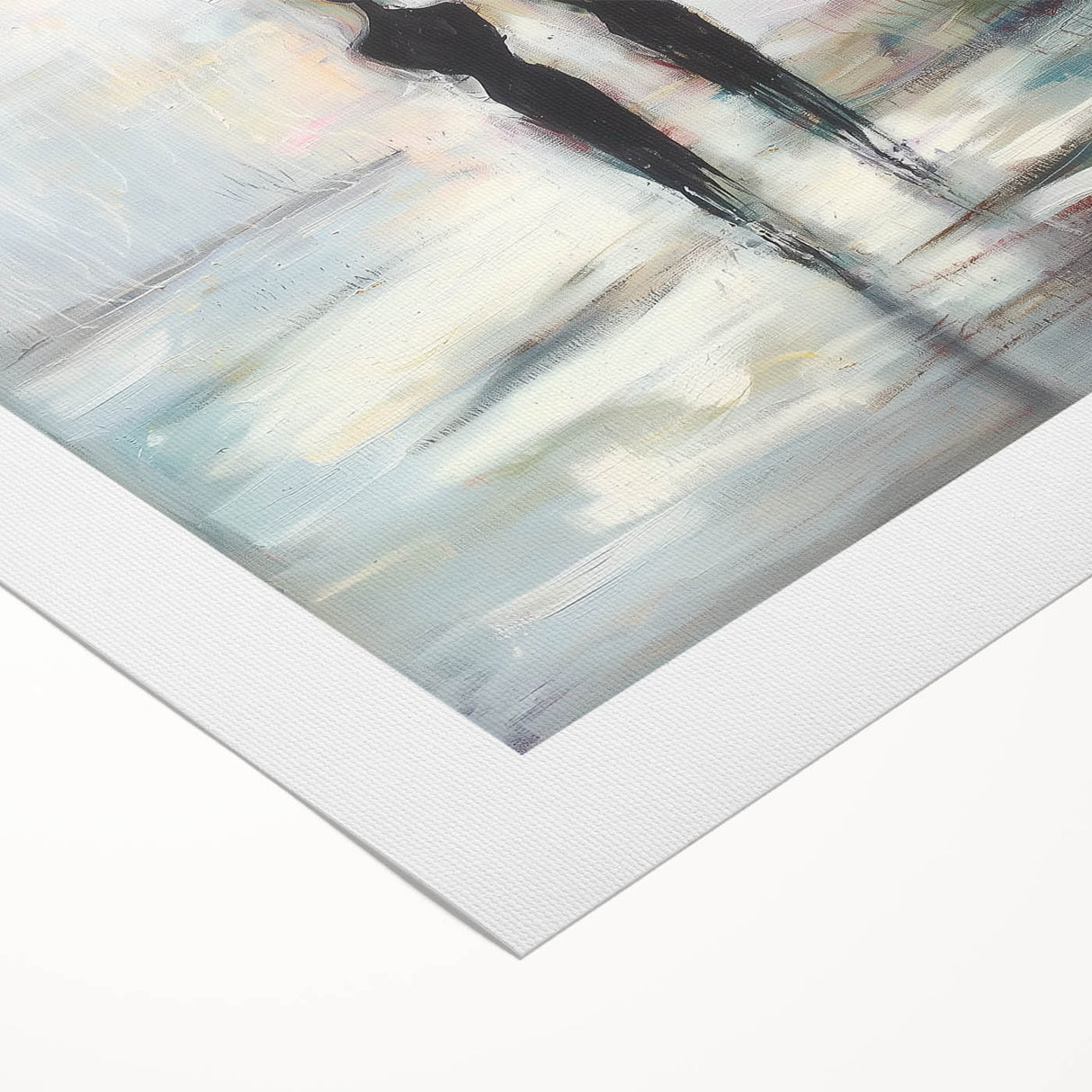Abstract figurative rolled canvas art featuring vibrant colors and dynamic shapes, elegantly packaged in a durable cardboard tube, perfect for modern decor.