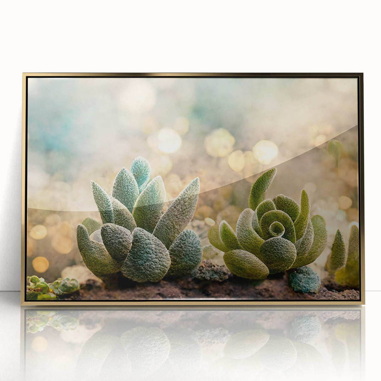 Framed abstract floral wall art featuring vibrant colors and gold accents, ideal for modern home decor, set against a white background.