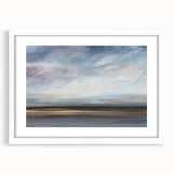 Abstract landscape wall art framed with a white mat, showcasing vibrant colors and textured details, perfect for modern home decor and artistic expression.