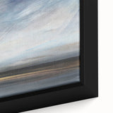 Abstract landscape wall art featuring vibrant colors and intricate textures, displayed in a sleek black frame, perfect for modern home decor.