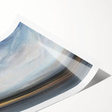 Abstract landscape wall art print showcasing vibrant colors and fluid shapes, ideal for modern home decor. Rolled for easy shipping and display.