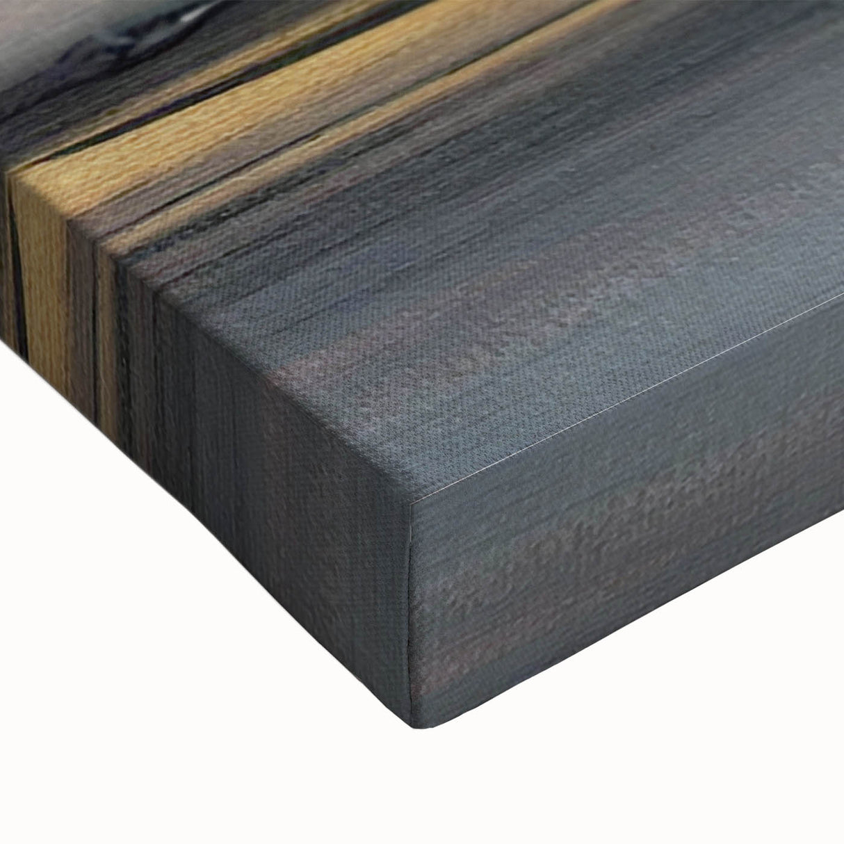 Close-up of abstract landscape wall art on stretched canvas, showcasing vibrant colors and intricate textures, perfect for modern home décor. Ideal for enhancing living spaces with artistic flair.