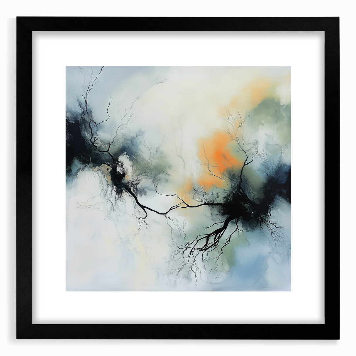 Abstract Fluid Canvas Art – Branching Currents in Misty Glow