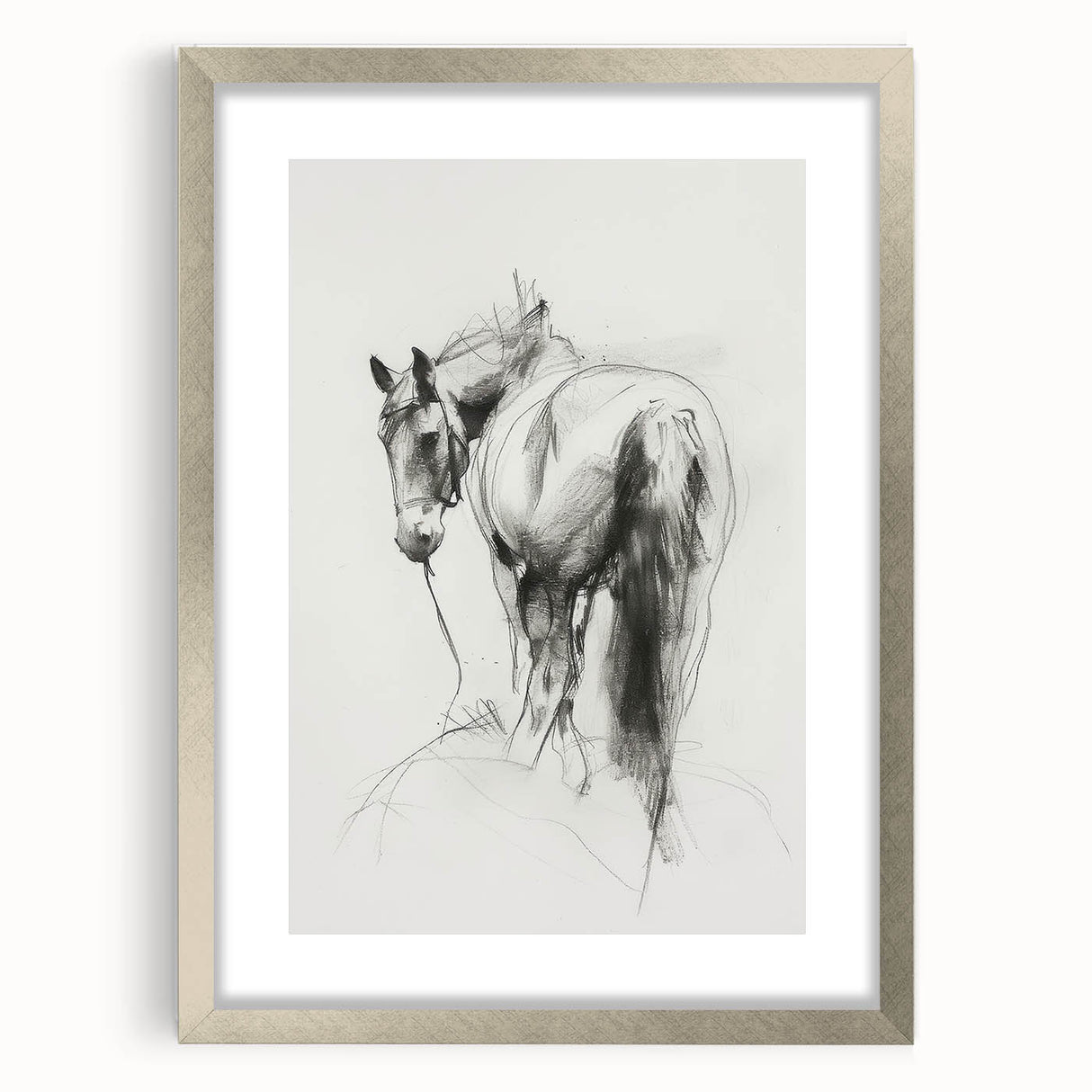 Elegant silver frame showcasing a beautifully matted artwork of a diverse array of animals, perfect for enhancing home decor with a touch of sophistication.