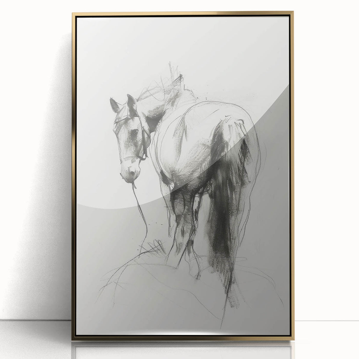 Framed acrylic artwork displaying a colorful animal design, featuring a gold border and a sleek front view, ideal for modern home decor and wildlife enthusiasts.