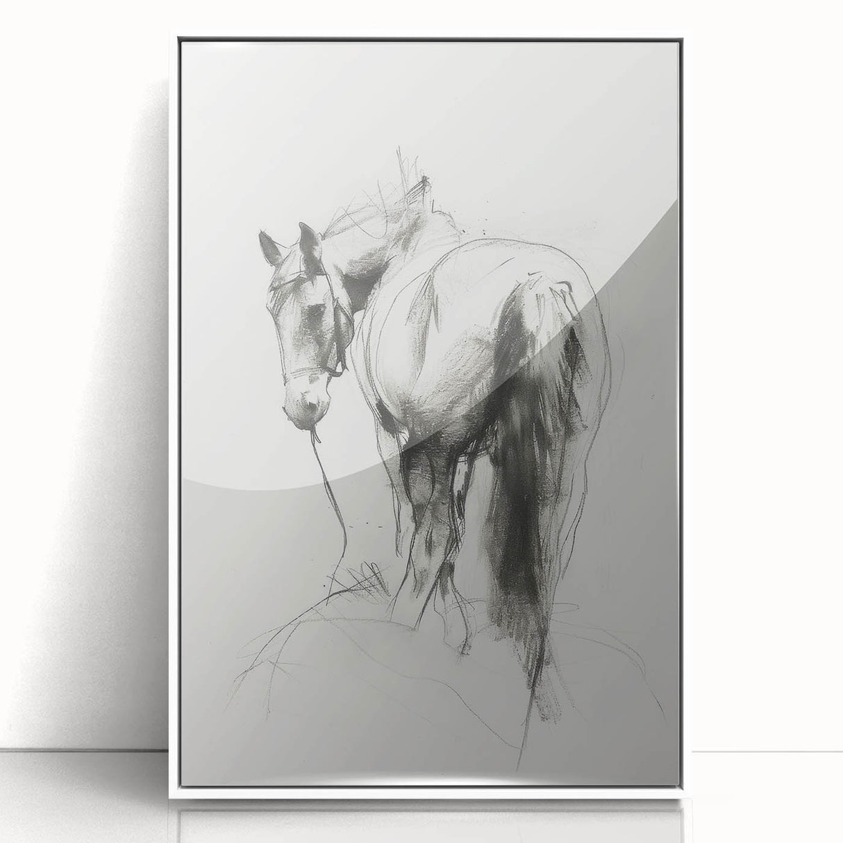 Framed acrylic artwork featuring a vibrant design of various animals in a modern white frame, showcasing intricate details and colors, ideal for home decor.