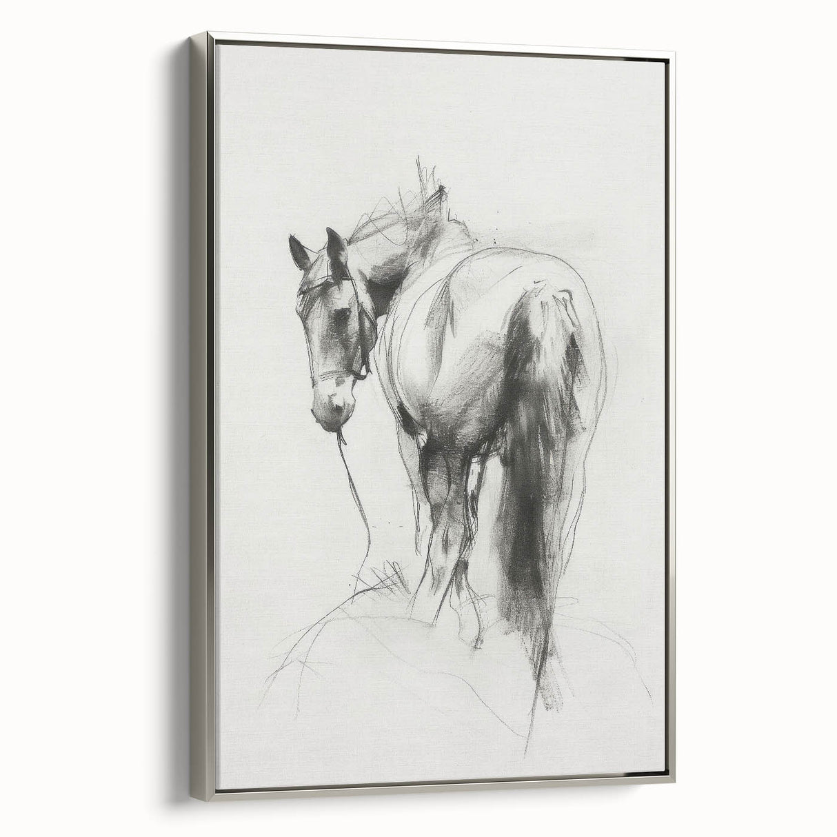 Framed canvas artwork showcasing a detailed animal design in vibrant colors, with a sleek silver frame. Ideal for enhancing modern decor in living spaces.