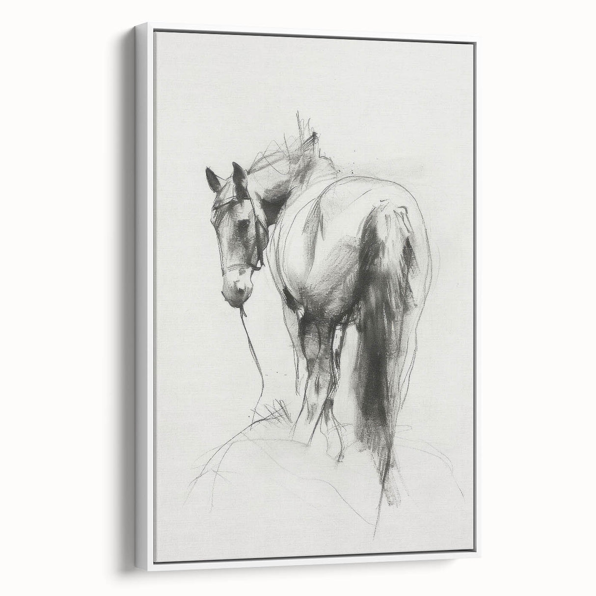 Framed canvas artwork depicting a vibrant animal design in bright colors, showcasing a white side view with a modern aesthetic, perfect for home decor.